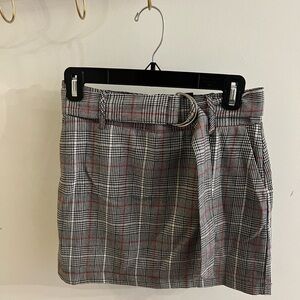 Aqua plaid mini skirt with matching removable belt